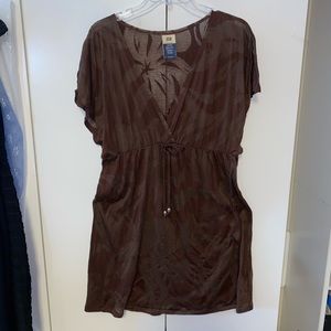Faded Glory Sheer Brown Swimsuit Cover Up 1X